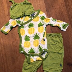 Kickee Pants Ruffle Kimono Newborn 3-piece set